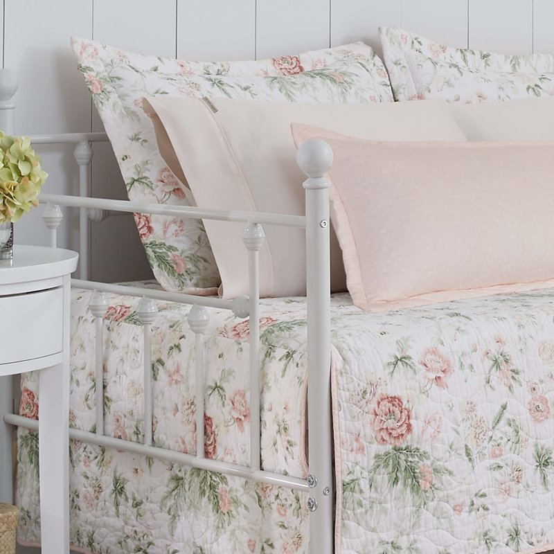Laura Ashley Breezy Floral Cotton Pink 4 Piece Daybed Cover Set